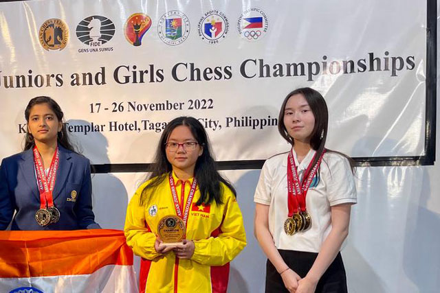 Bạch Ngọc Thùy Dương vô địch Giải vô địch cờ vua trẻ U20 châu Á 2022